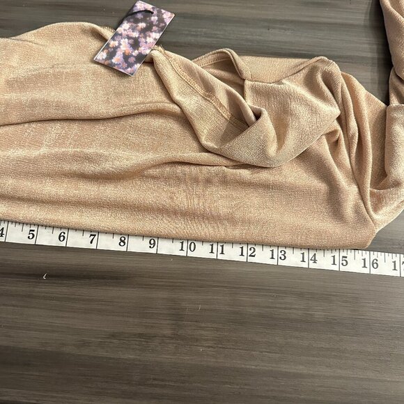 NWT Cider Womens Cropped Long Sleeve Draped Front Top in Tan Size XS - Picture 6 of 7